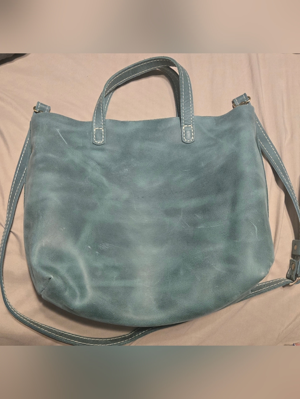 Portland Leather Goods Medium Crossbody Tote In SURF - Picture 2 of 3